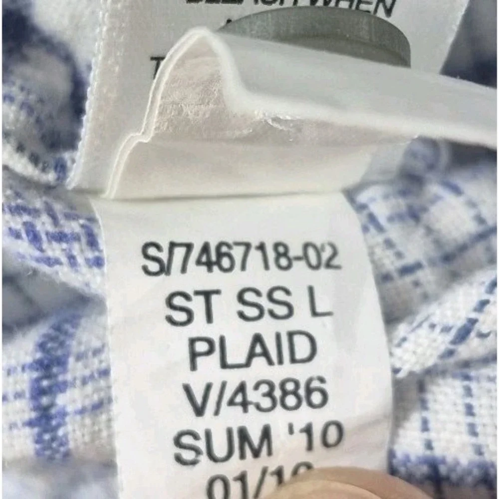 Banana Republic‎ Linen Button Up Shirt Men's Medium Blue Plaid Short Sleeve
